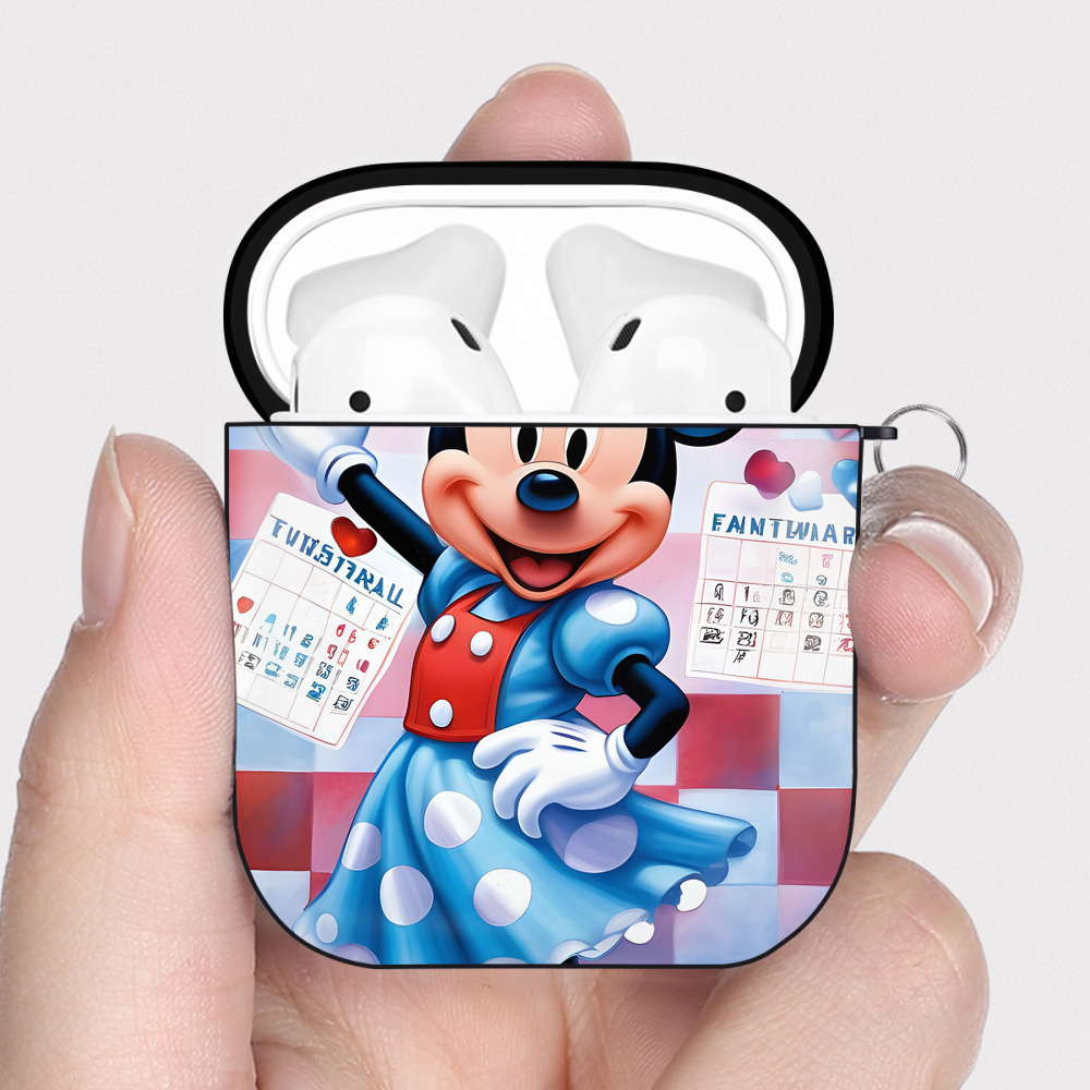 （画像用） ミッキーマウス Mickey Mouse AirPods 第2世代保護ケース ハードシェル ブラック 耐衝撃・防指紋・カラビナ付き