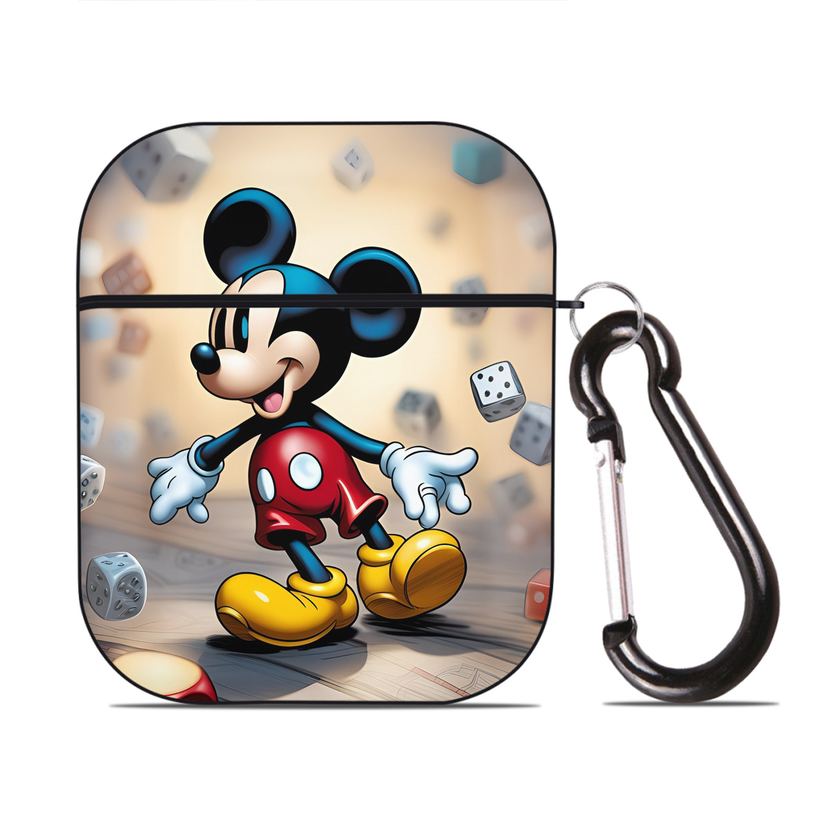 （画像用） ミッキーマウス Mickey Mouse AirPods 第2世代保護ケース ハードシェル ブラック 耐衝撃・防指紋・カラビナ付き