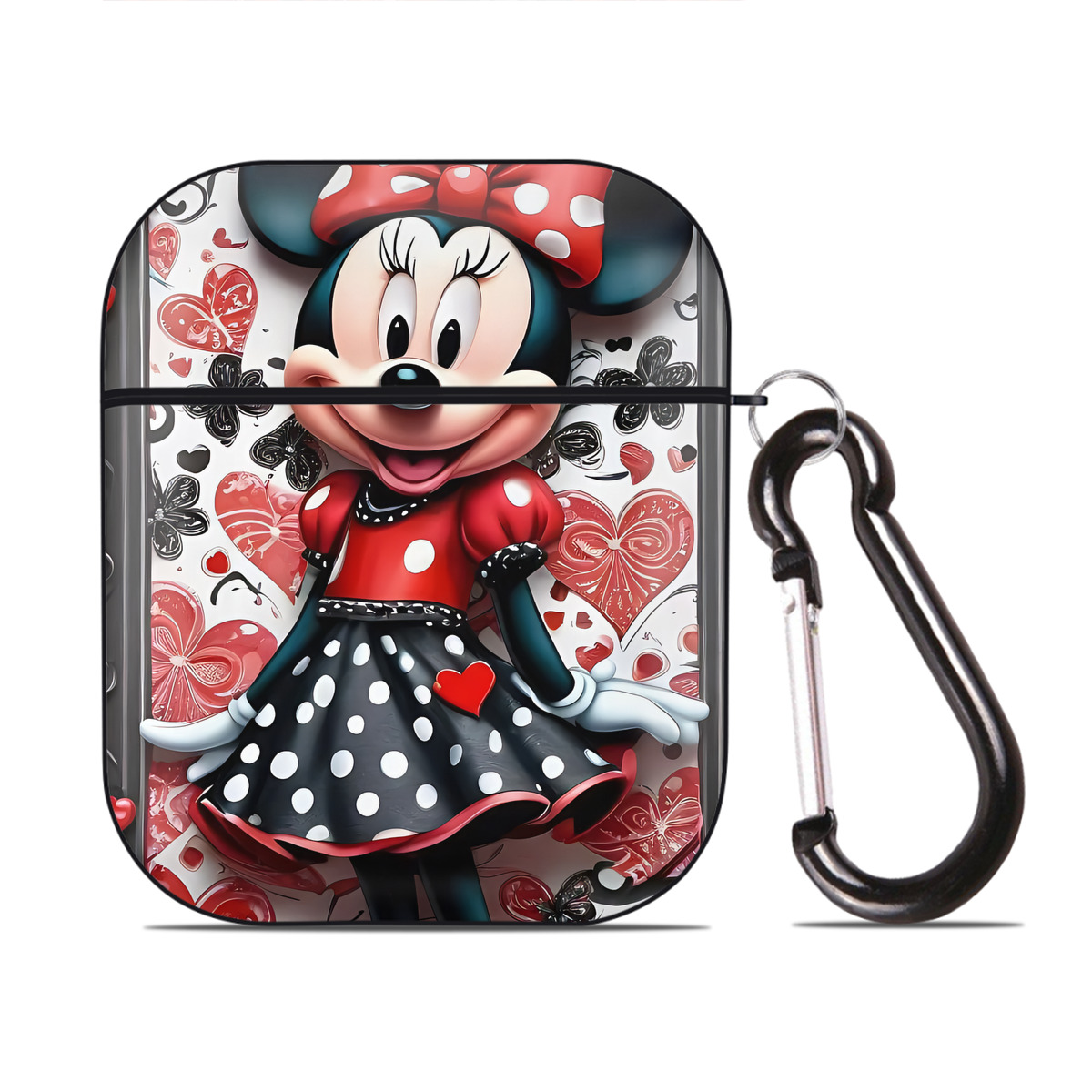 （画像用） ミッキーマウス Mickey Mouse AirPods 第2世代保護ケース ハードシェル ブラック 耐衝撃・防指紋・カラビナ付き