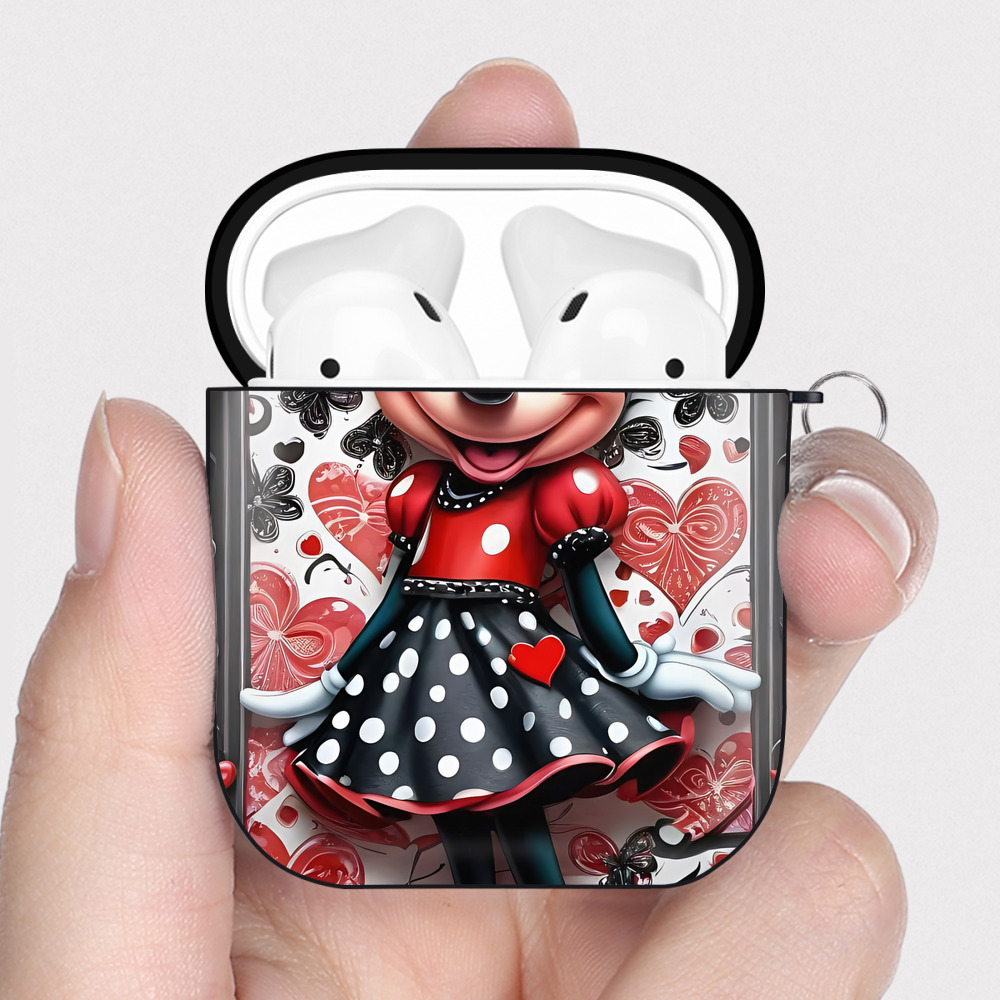 （画像用） ミッキーマウス Mickey Mouse AirPods 第2世代保護ケース ハードシェル ブラック 耐衝撃・防指紋・カラビナ付き