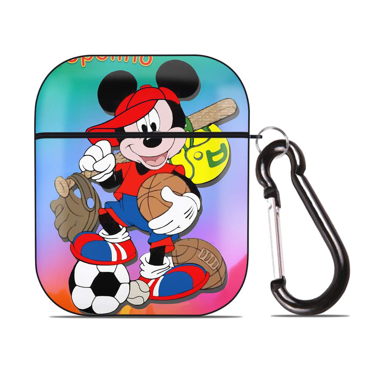 （画像用） ミッキーマウス Mickey Mouse AirPods 第2世代保護ケース ハードシェル ブラック 耐衝撃・防指紋・カラビナ付き