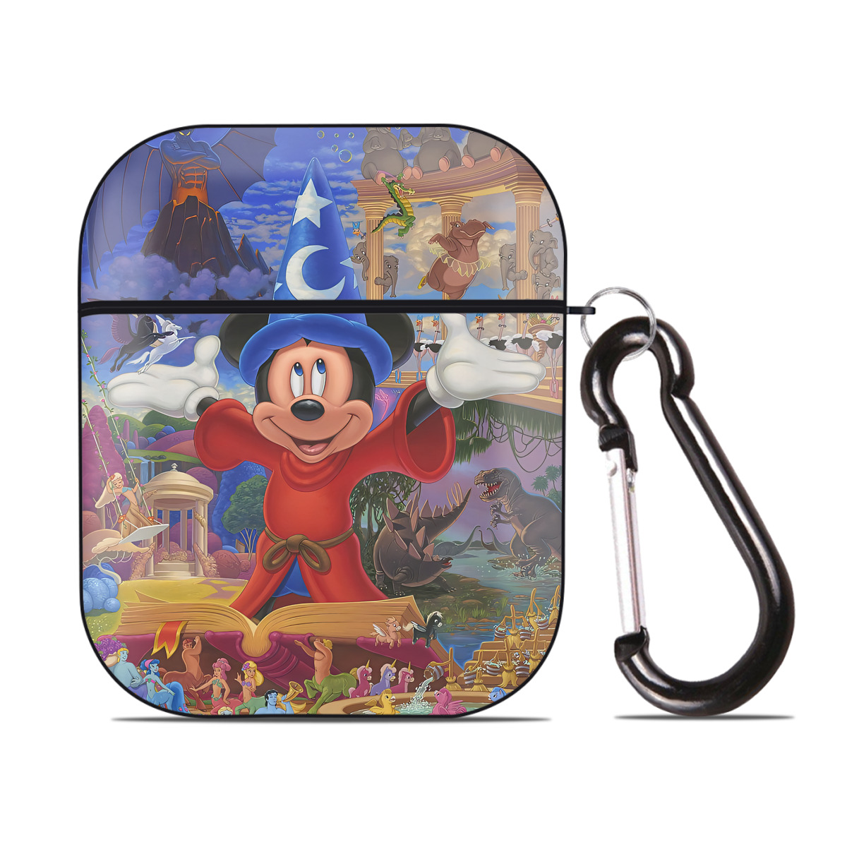 （画像用） ミッキーマウス Mickey Mouse AirPods 第2世代保護ケース ハードシェル ブラック 耐衝撃・防指紋・カラビナ付き