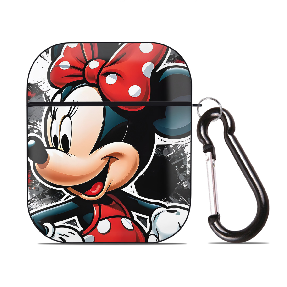 （画像用） ミッキーマウス Mickey Mouse AirPods 第2世代保護ケース ハードシェル ブラック 耐衝撃・防指紋・カラビナ付き