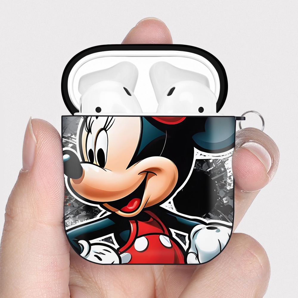 （画像用） ミッキーマウス Mickey Mouse AirPods 第2世代保護ケース ハードシェル ブラック 耐衝撃・防指紋・カラビナ付き