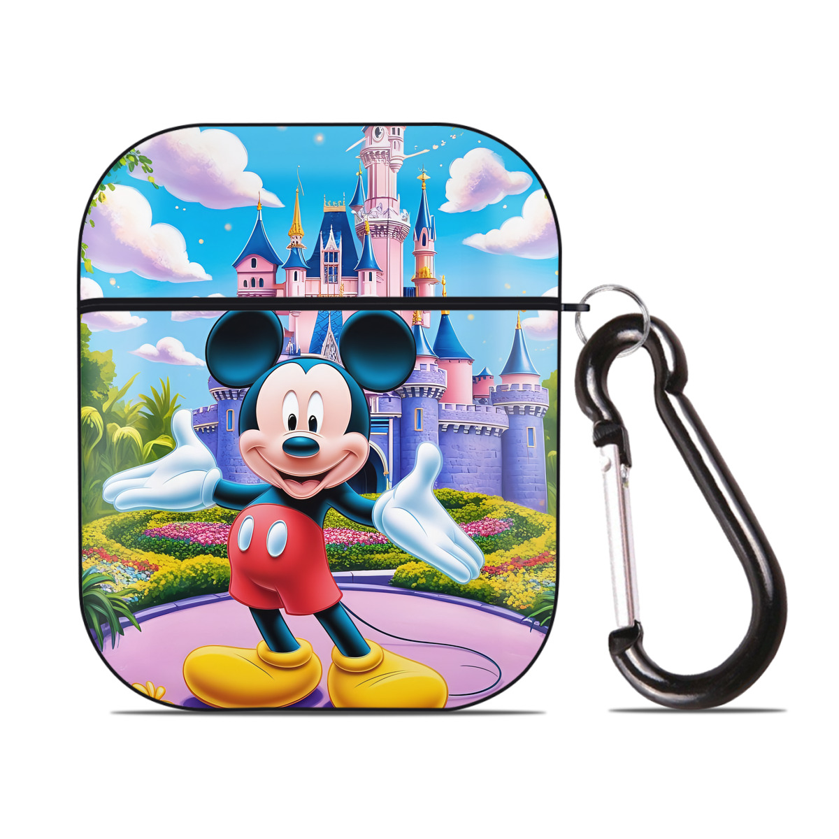 （画像用） ミッキーマウス Mickey Mouse AirPods 第2世代保護ケース ハードシェル ブラック 耐衝撃・防指紋・カラビナ付き