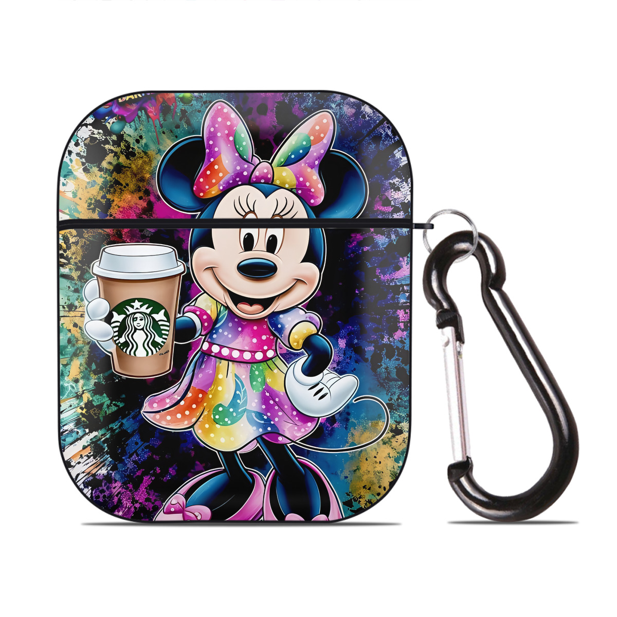 （画像用） ミッキーマウス Mickey Mouse AirPods 第2世代保護ケース ハードシェル ブラック 耐衝撃・防指紋・カラビナ付き