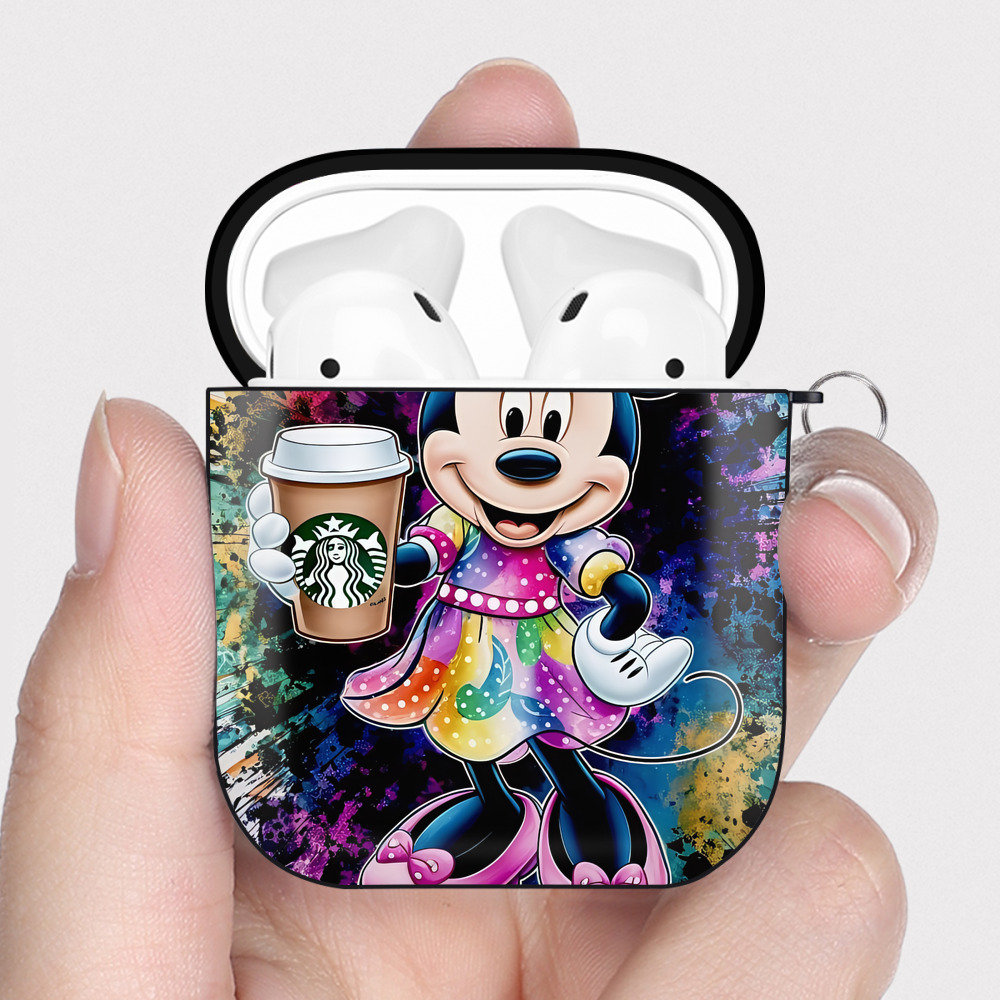（画像用） ミッキーマウス Mickey Mouse AirPods 第2世代保護ケース ハードシェル ブラック 耐衝撃・防指紋・カラビナ付き