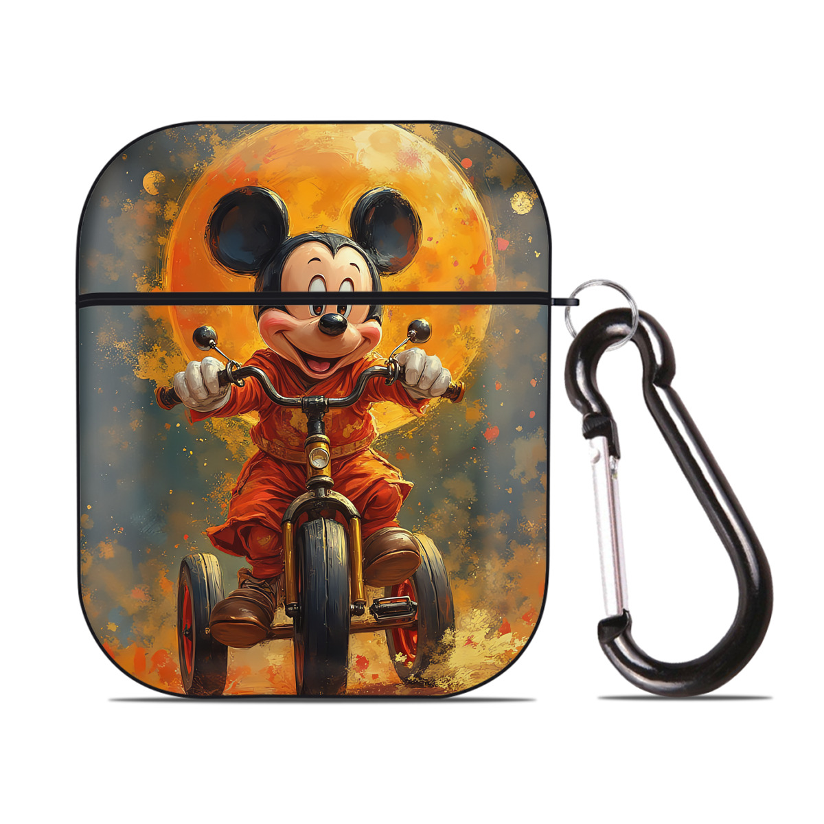 （画像用） ミッキーマウス Mickey Mouse AirPods 第2世代保護ケース ハードシェル ブラック 耐衝撃・防指紋・カラビナ付き