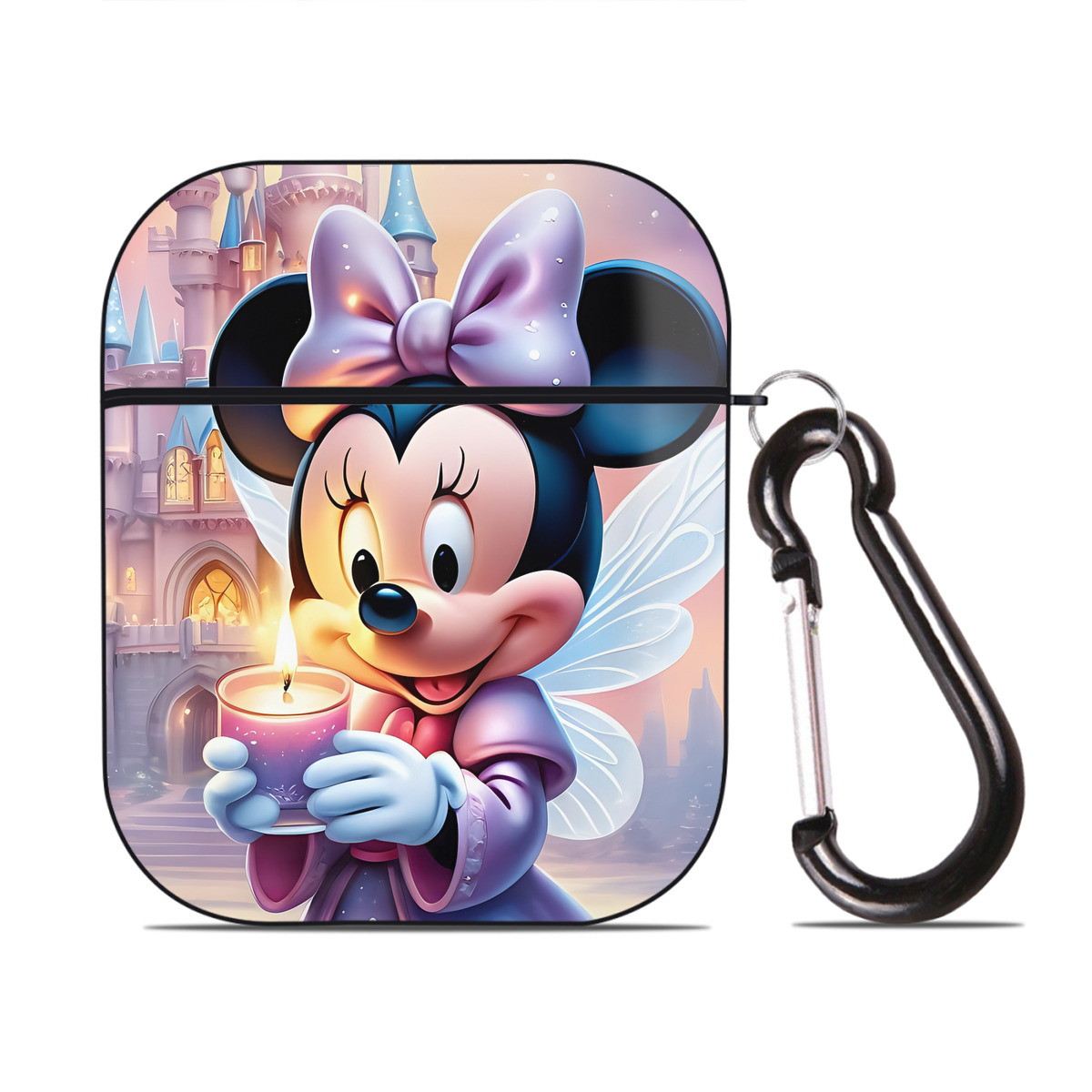 （画像用） ミッキーマウス Mickey Mouse AirPods 第2世代保護ケース ハードシェル ブラック 耐衝撃・防指紋・カラビナ付き