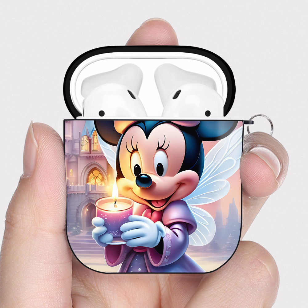 （画像用） ミッキーマウス Mickey Mouse AirPods 第2世代保護ケース ハードシェル ブラック 耐衝撃・防指紋・カラビナ付き