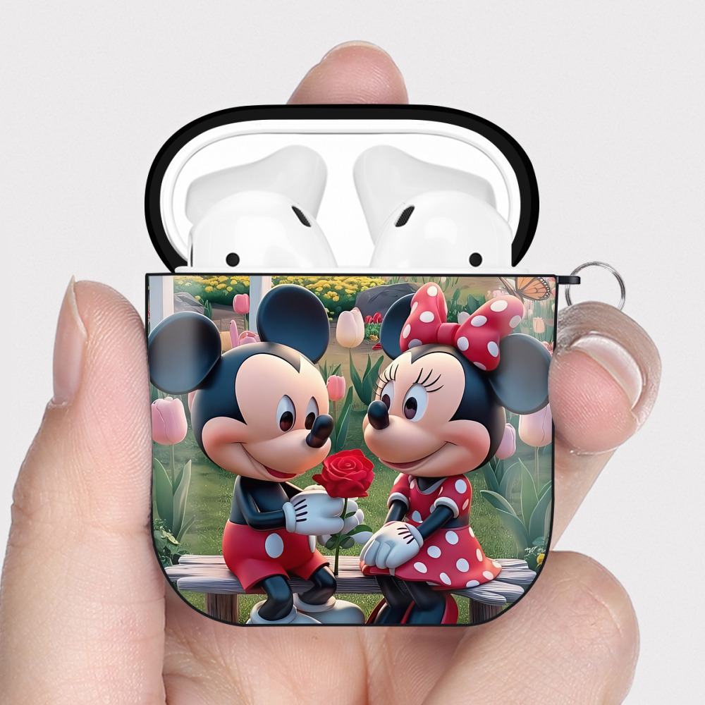 （画像用） ミッキーマウス Mickey Mouse AirPods 第2世代保護ケース ハードシェル ブラック 耐衝撃・防指紋・カラビナ付き