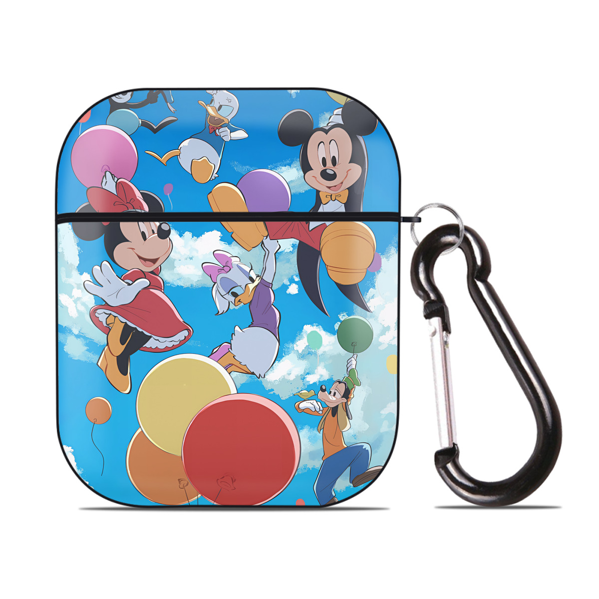 （画像用） ミッキーマウス Mickey Mouse AirPods 第2世代保護ケース ハードシェル ブラック 耐衝撃・防指紋・カラビナ付き