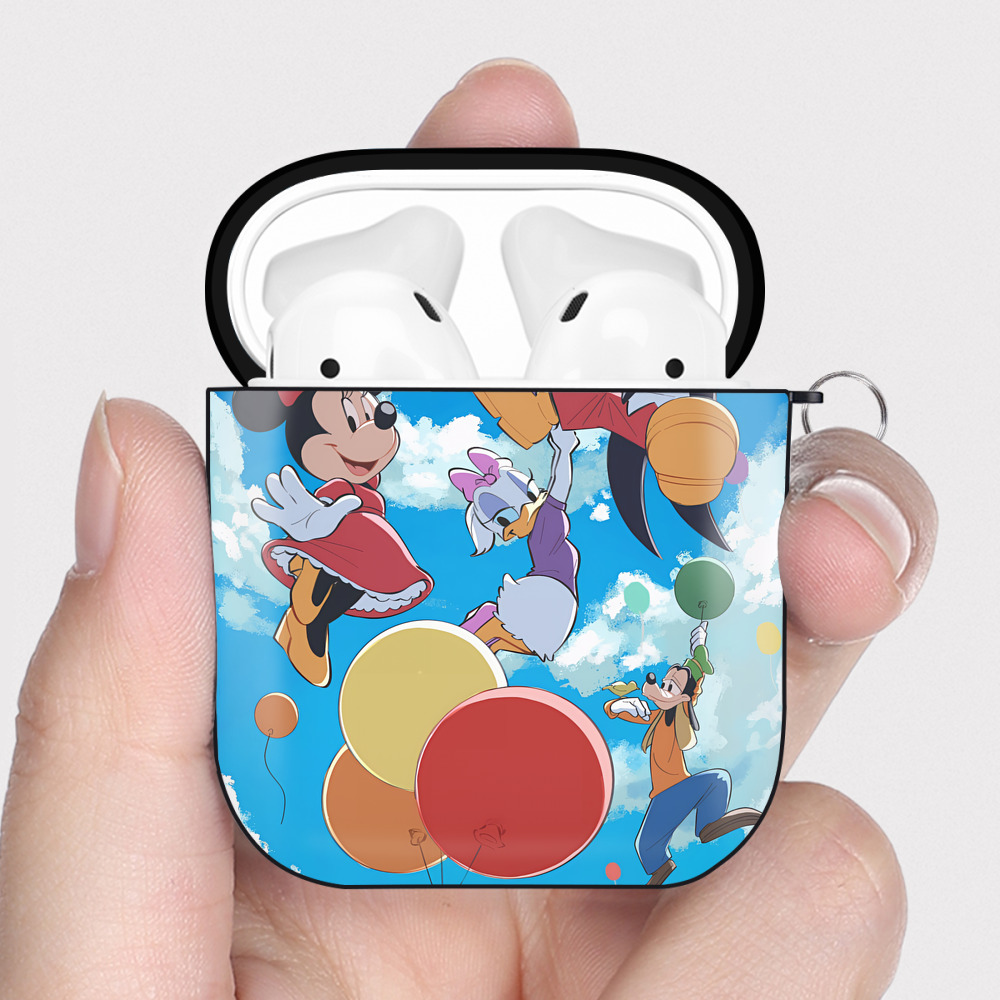 （画像用） ミッキーマウス Mickey Mouse AirPods 第2世代保護ケース ハードシェル ブラック 耐衝撃・防指紋・カラビナ付き