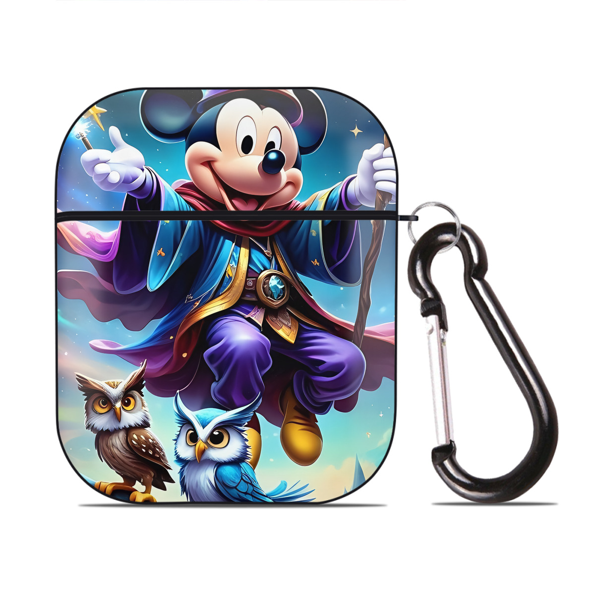 （画像用） ミッキーマウス Mickey Mouse AirPods 第2世代保護ケース ハードシェル ブラック 耐衝撃・防指紋・カラビナ付き