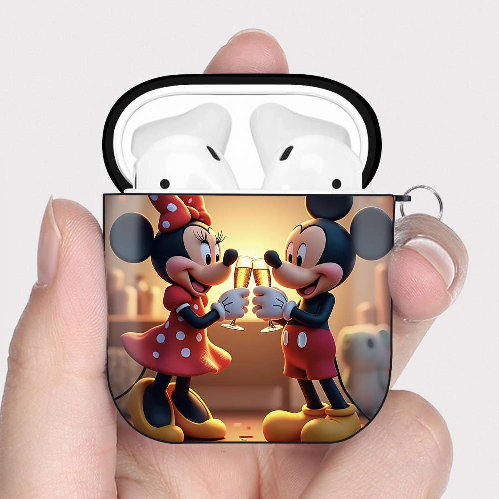 （画像用） ミッキーマウス Mickey Mouse AirPods 第2世代保護ケース ハードシェル ブラック 耐衝撃・防指紋・カラビナ付き
