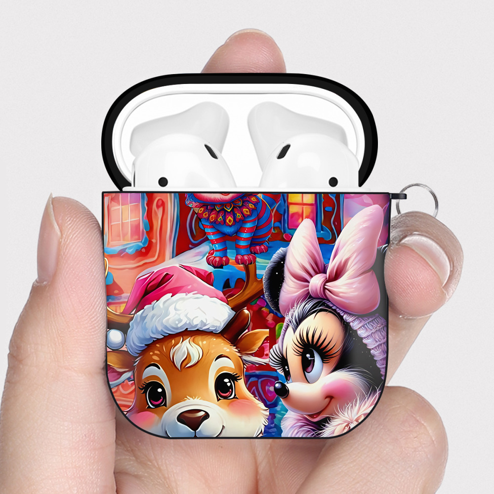 ミッキーマウス Mickey Mouse AirPods 第2世代保護ケース ハードシェル ブラック 耐衝撃・防指紋・カラビナ付き