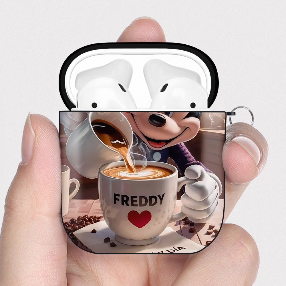 （画像用） ミッキーマウス Mickey Mouse AirPods 第2世代保護ケース ハードシェル ブラック 耐衝撃・防指紋・カラビナ付き