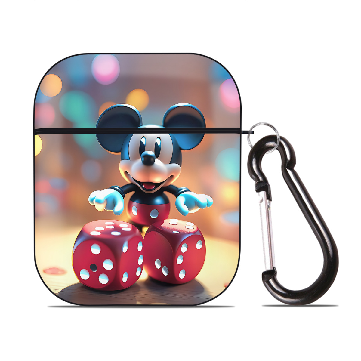 （画像用） ミッキーマウス Mickey Mouse AirPods 第2世代保護ケース ハードシェル ブラック 耐衝撃・防指紋・カラビナ付き