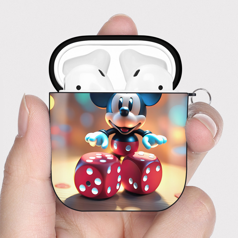 （画像用） ミッキーマウス Mickey Mouse AirPods 第2世代保護ケース ハードシェル ブラック 耐衝撃・防指紋・カラビナ付き