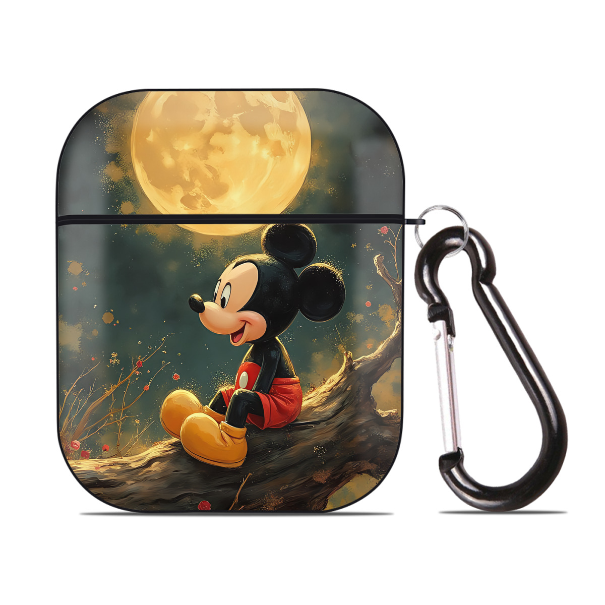（画像用） ミッキーマウス Mickey Mouse AirPods 第2世代保護ケース ハードシェル ブラック 耐衝撃・防指紋・カラビナ付き