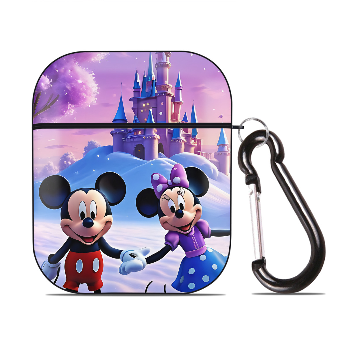 （画像用） ミッキーマウス Mickey Mouse AirPods 第2世代保護ケース ハードシェル ブラック 耐衝撃・防指紋・カラビナ付き