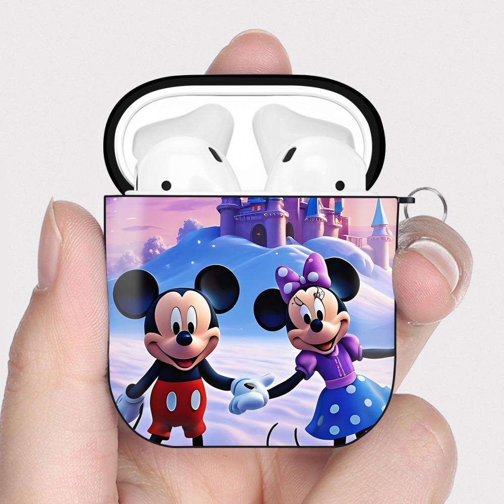 （画像用） ミッキーマウス Mickey Mouse AirPods 第2世代保護ケース ハードシェル ブラック 耐衝撃・防指紋・カラビナ付き