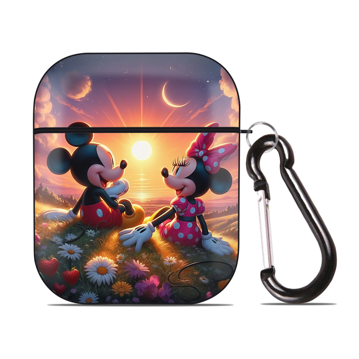（画像用） ミッキーマウス Mickey Mouse AirPods 第2世代保護ケース ハードシェル ブラック 耐衝撃・防指紋・カラビナ付き