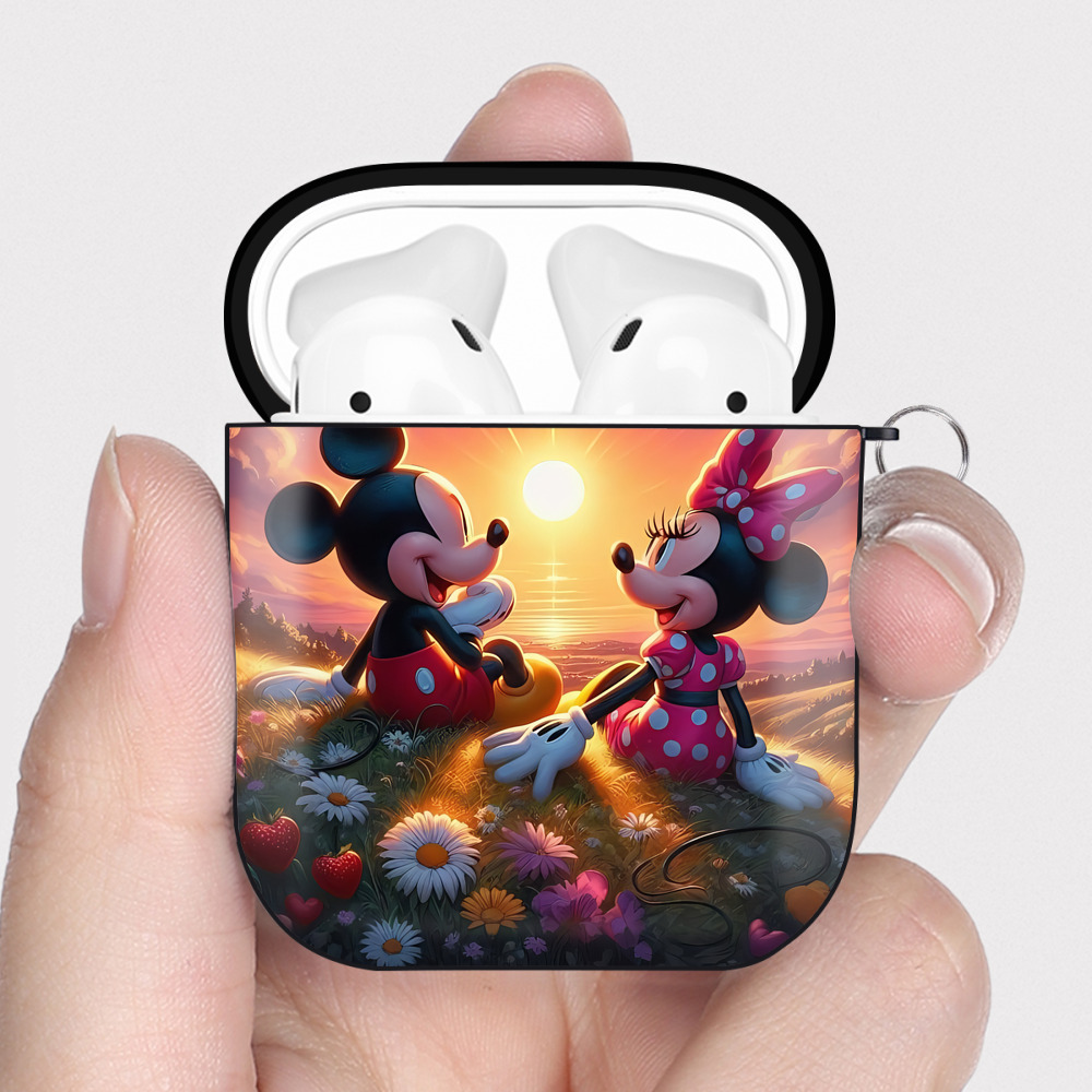 （画像用） ミッキーマウス Mickey Mouse AirPods 第2世代保護ケース ハードシェル ブラック 耐衝撃・防指紋・カラビナ付き