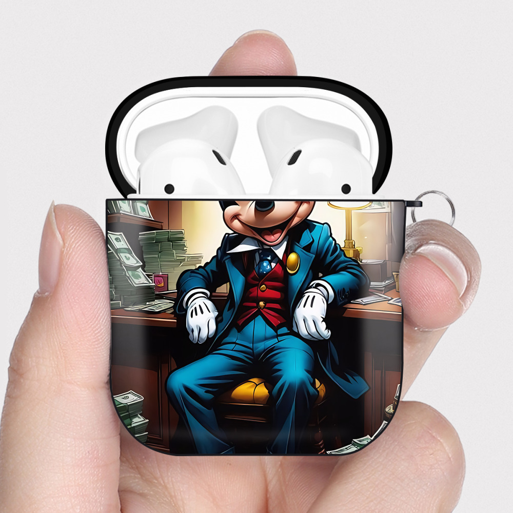 （画像用） ミッキーマウス Mickey Mouse AirPods 第2世代保護ケース ハードシェル ブラック 耐衝撃・防指紋・カラビナ付き