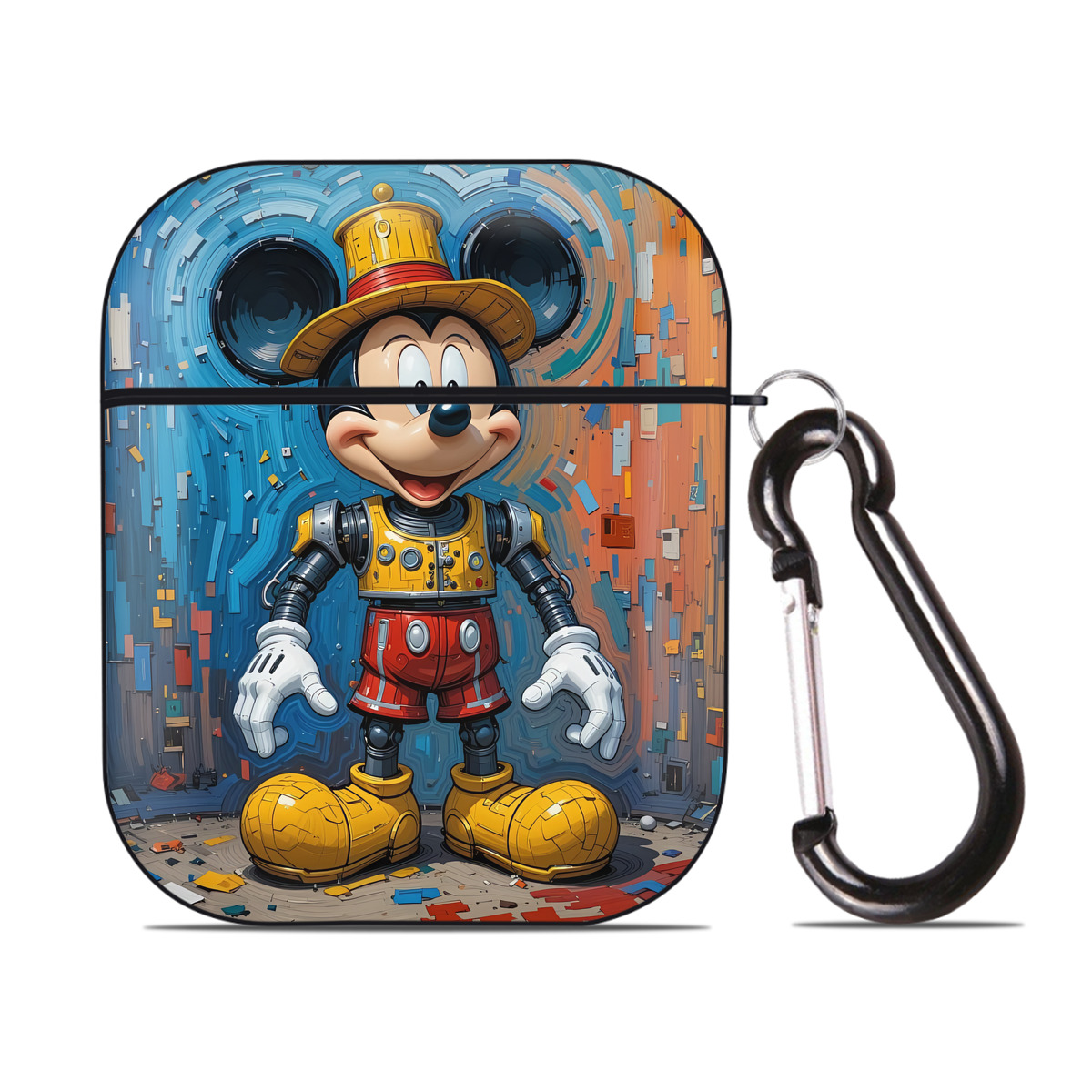 （画像用） ミッキーマウス Mickey Mouse AirPods 第2世代保護ケース ハードシェル ブラック 耐衝撃・防指紋・カラビナ付き