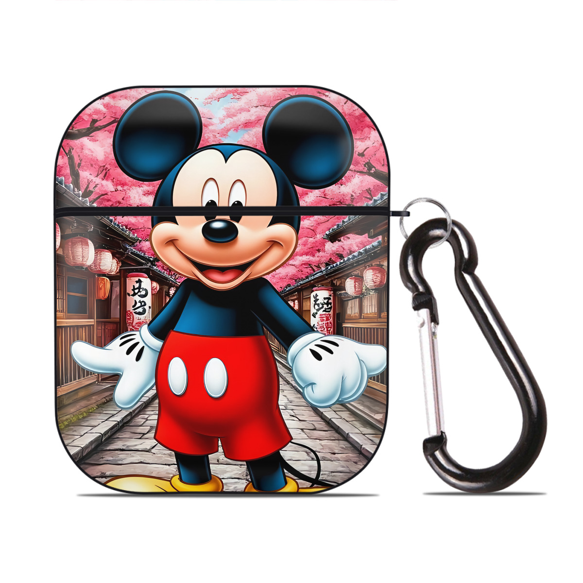 （画像用） ミッキーマウス Mickey Mouse AirPods 第2世代保護ケース ハードシェル ブラック 耐衝撃・防指紋・カラビナ付き