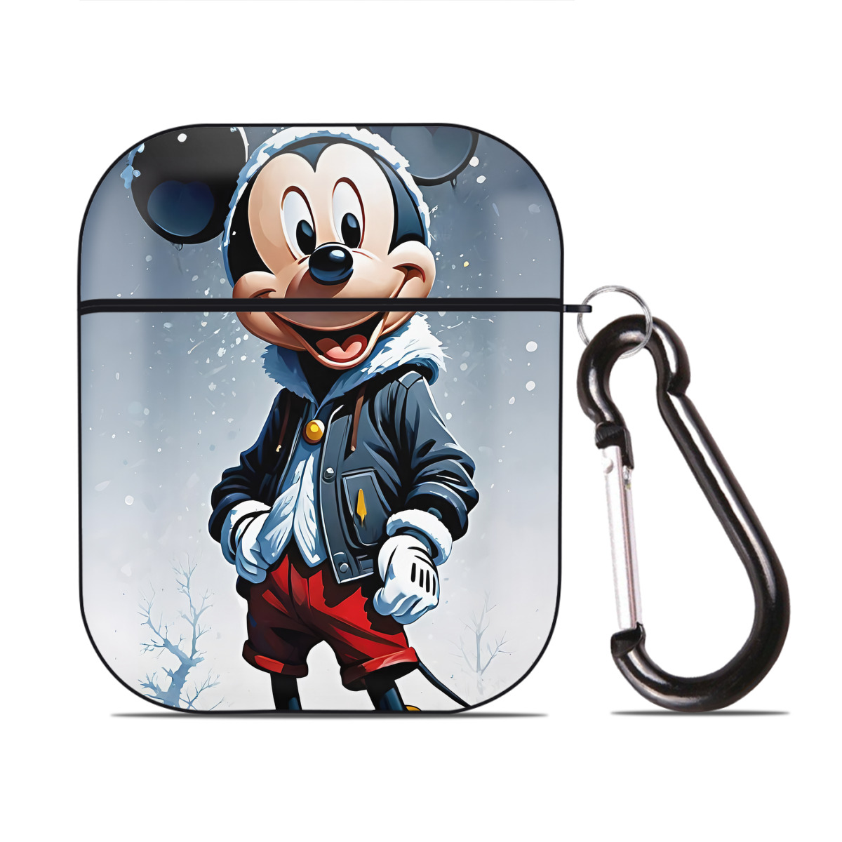 （画像用） ミッキーマウス Mickey Mouse AirPods 第2世代保護ケース ハードシェル ブラック 耐衝撃・防指紋・カラビナ付き