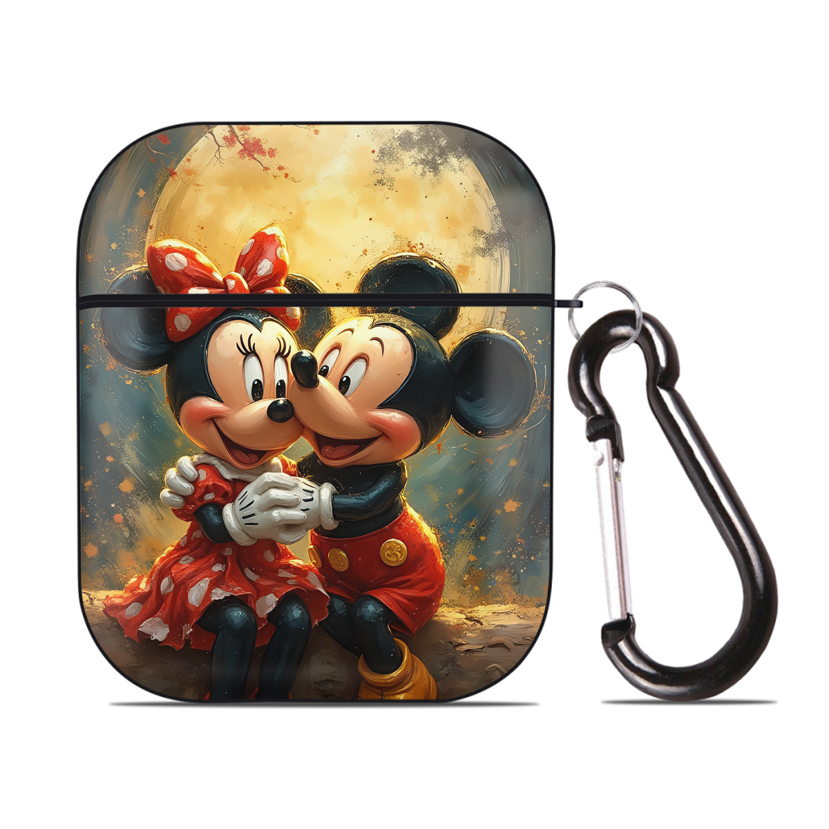 （画像用） ミッキーマウス Mickey Mouse AirPods 第2世代保護ケース ハードシェル ブラック 耐衝撃・防指紋・カラビナ付き