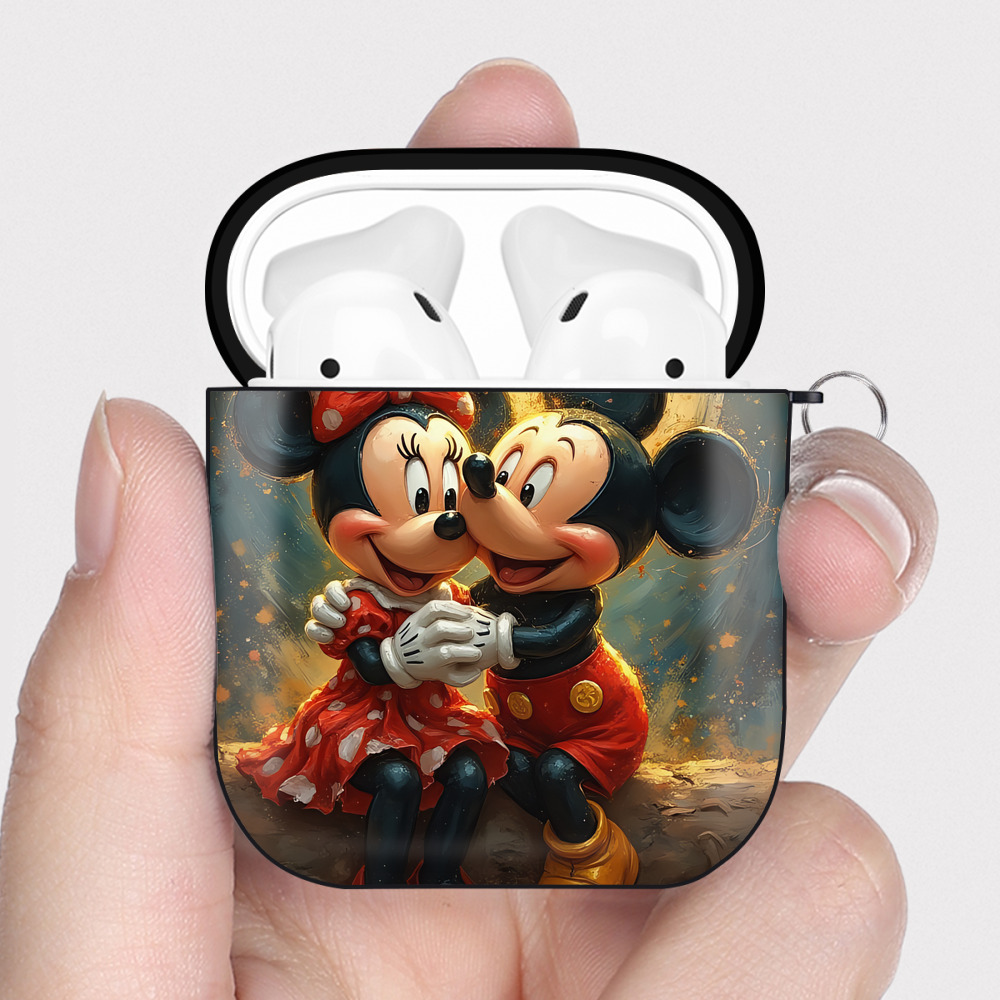 （画像用） ミッキーマウス Mickey Mouse AirPods 第2世代保護ケース ハードシェル ブラック 耐衝撃・防指紋・カラビナ付き