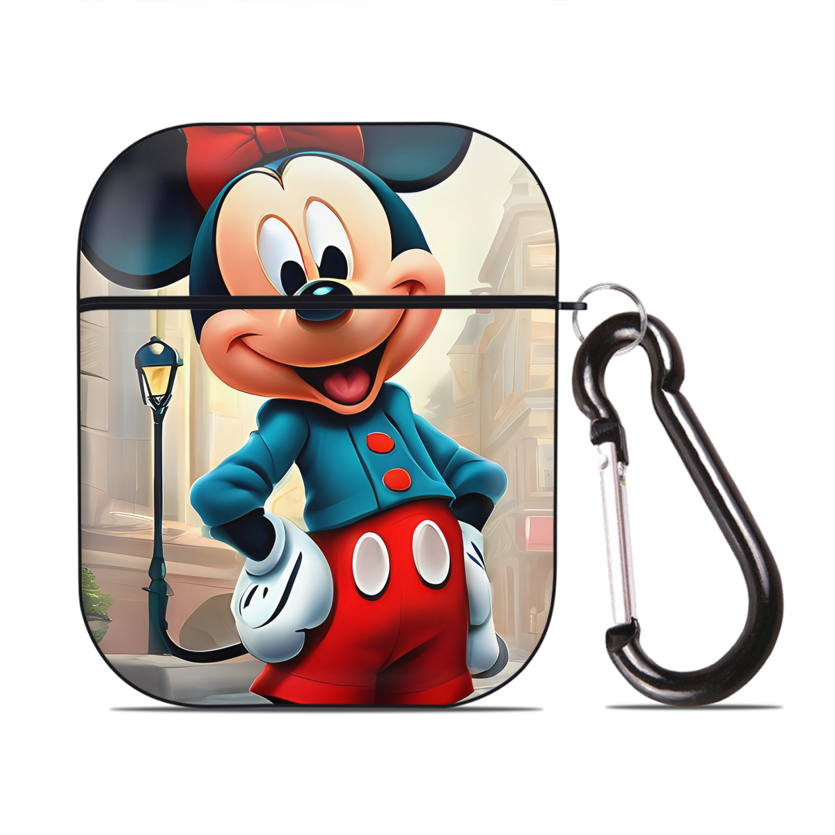 （画像用） ミッキーマウス Mickey Mouse AirPods 第2世代保護ケース ハードシェル ブラック 耐衝撃・防指紋・カラビナ付き