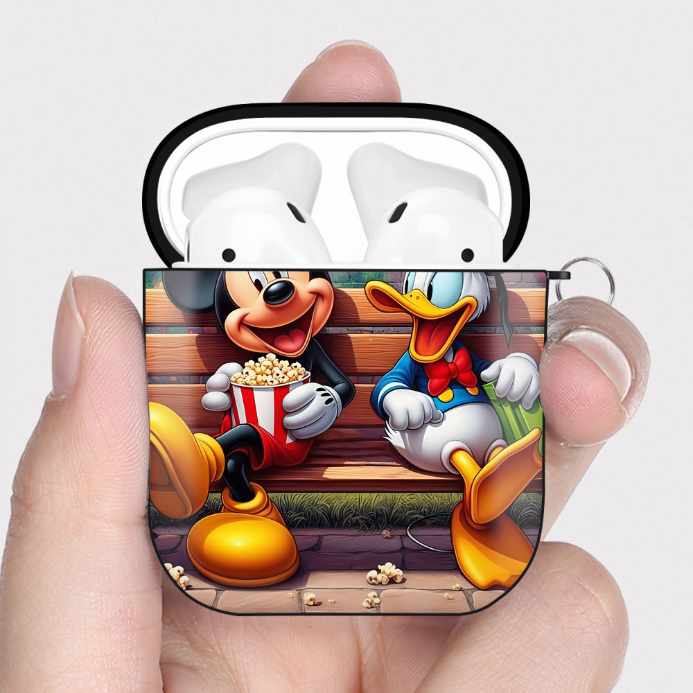 （画像用） ミッキーマウス Mickey Mouse AirPods 第2世代保護ケース ハードシェル ブラック 耐衝撃・防指紋・カラビナ付き