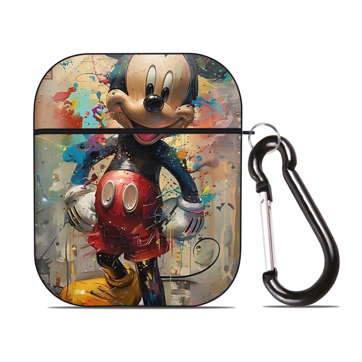 （画像用） ミッキーマウス Mickey Mouse AirPods 第2世代保護ケース ハードシェル ブラック 耐衝撃・防指紋・カラビナ付き