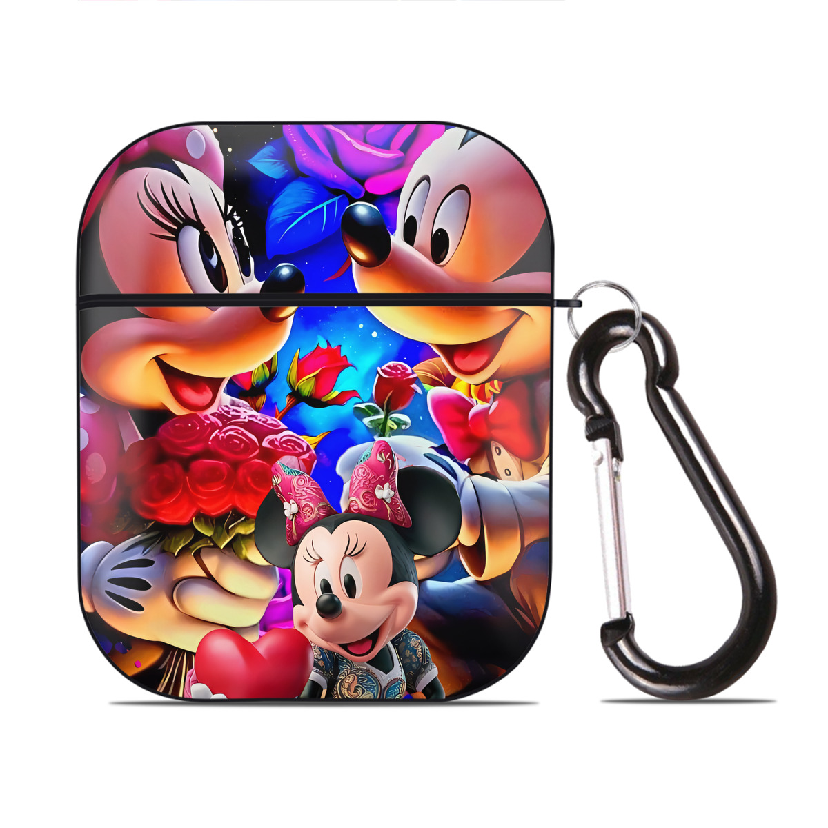 （画像用） ミッキーマウス Mickey Mouse AirPods 第2世代保護ケース ハードシェル ブラック 耐衝撃・防指紋・カラビナ付き