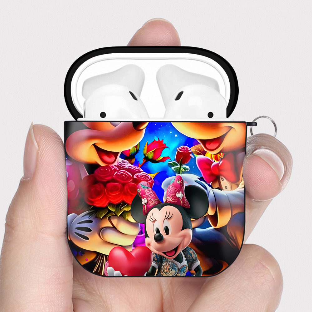 （画像用） ミッキーマウス Mickey Mouse AirPods 第2世代保護ケース ハードシェル ブラック 耐衝撃・防指紋・カラビナ付き