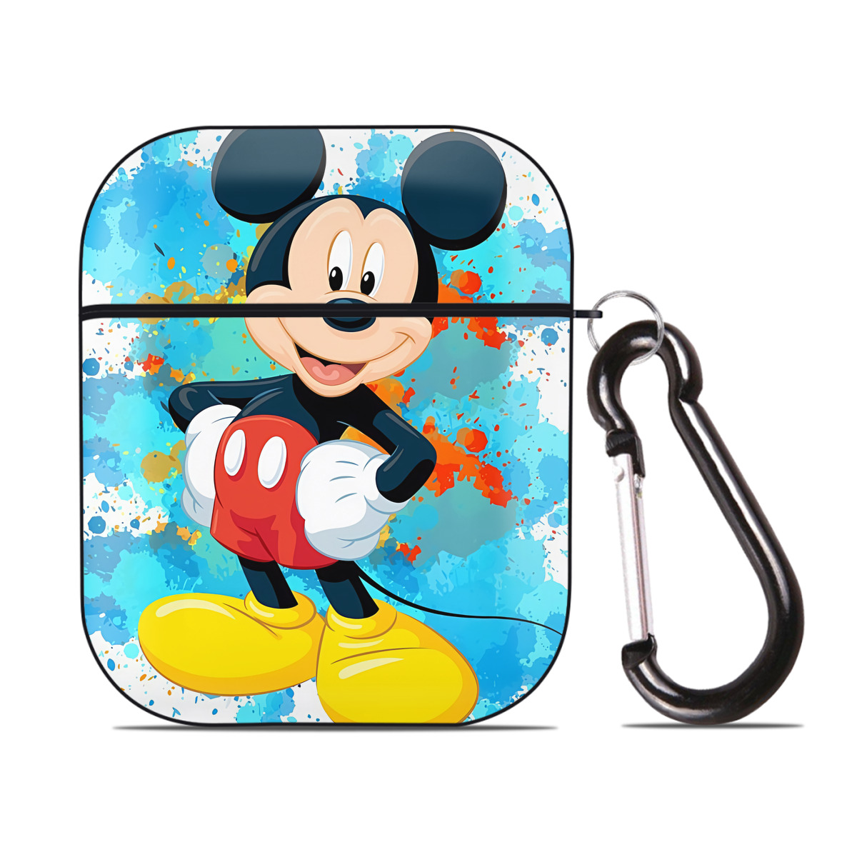 （画像用） ミッキーマウス Mickey Mouse AirPods 第2世代保護ケース ハードシェル ブラック 耐衝撃・防指紋・カラビナ付き