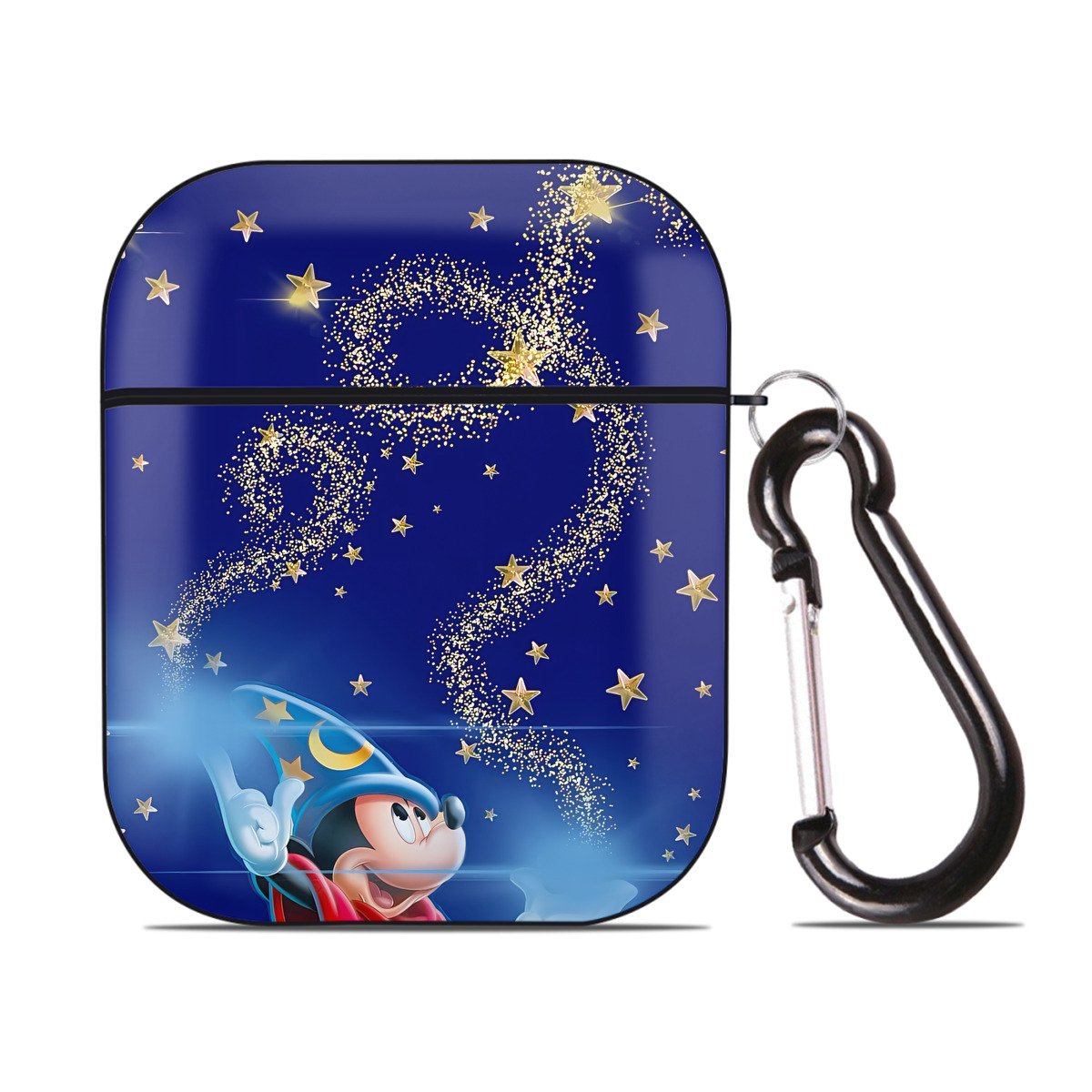 （画像用） ミッキーマウス Mickey Mouse AirPods 第2世代保護ケース ハードシェル ブラック 耐衝撃・防指紋・カラビナ付き