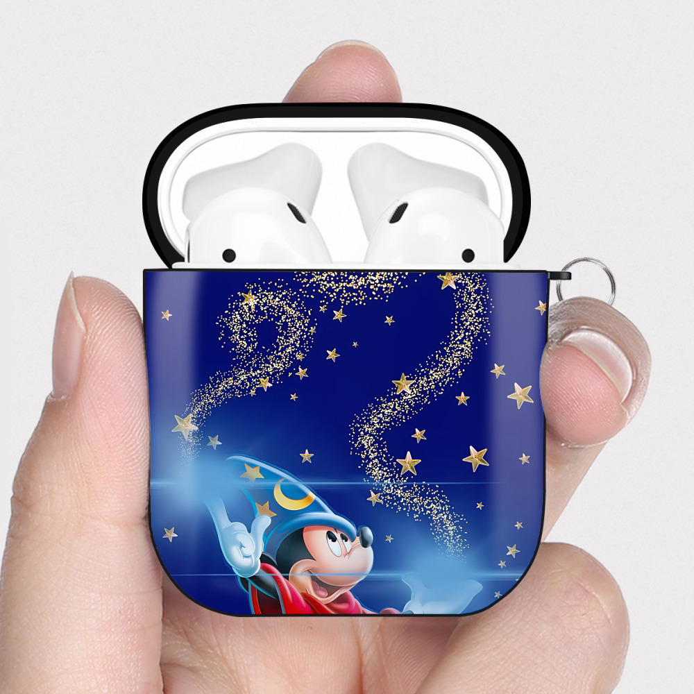 （画像用） ミッキーマウス Mickey Mouse AirPods 第2世代保護ケース ハードシェル ブラック 耐衝撃・防指紋・カラビナ付き