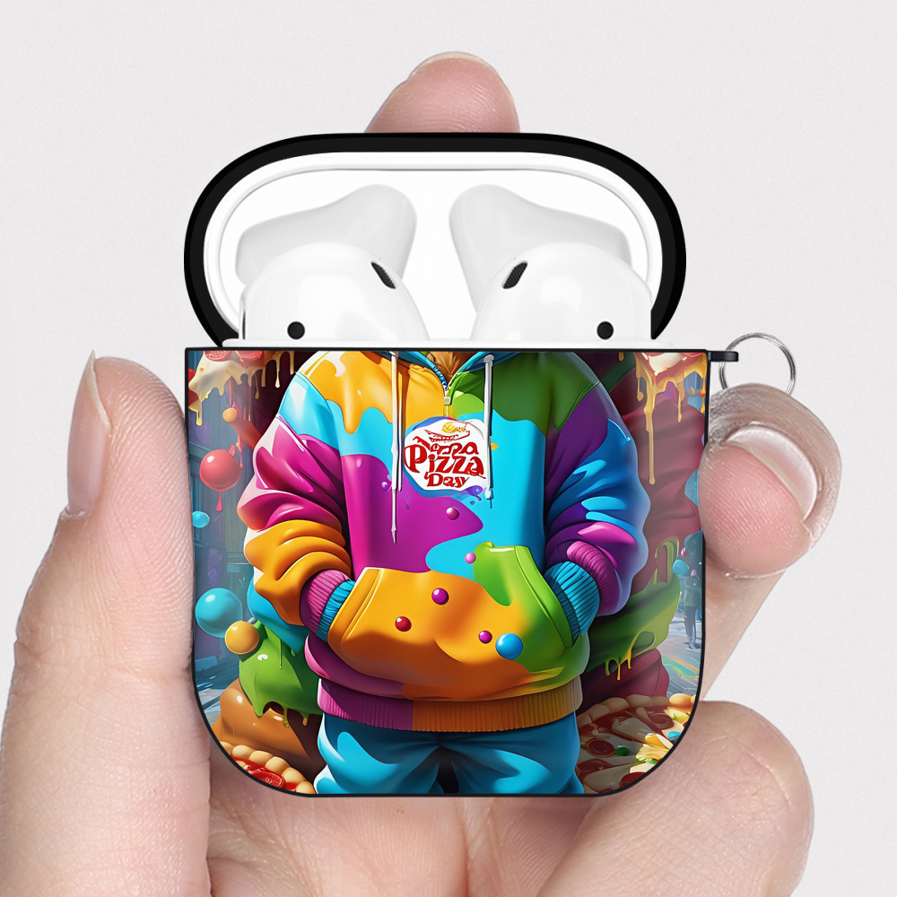 （画像用） ミッキーマウス Mickey Mouse AirPods 第2世代保護ケース ハードシェル ブラック 耐衝撃・防指紋・カラビナ付き