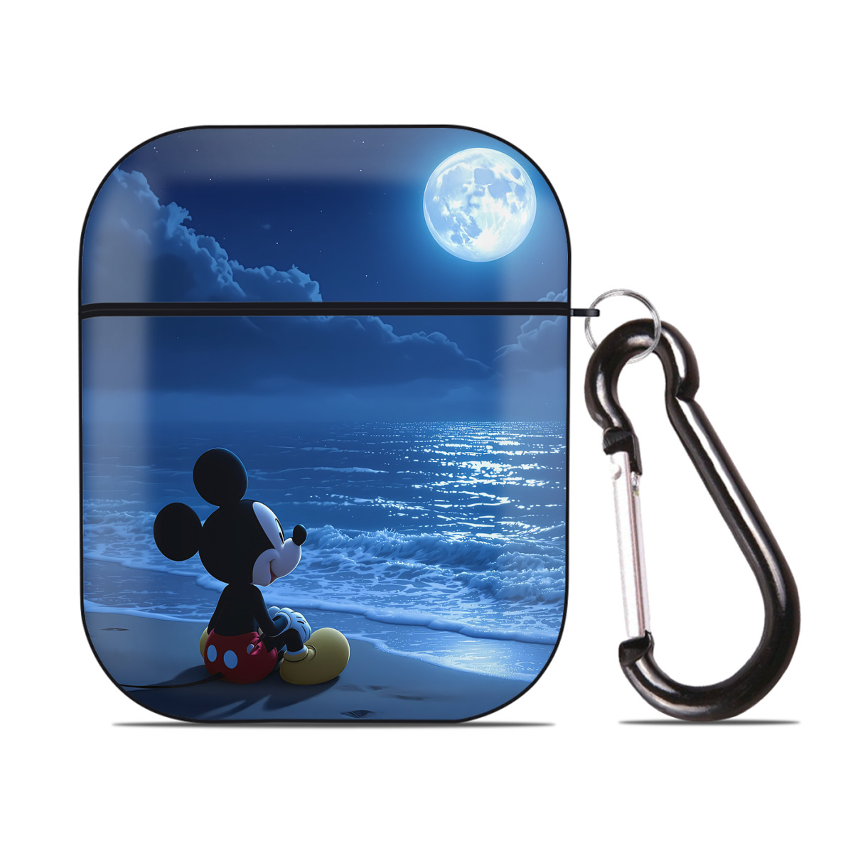 （画像用） ミッキーマウス Mickey Mouse AirPods 第2世代保護ケース ハードシェル ブラック 耐衝撃・防指紋・カラビナ付き
