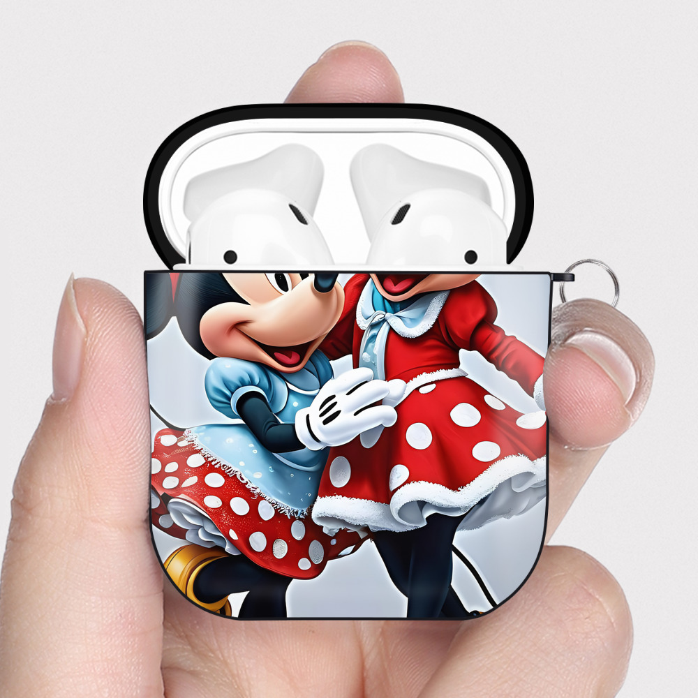（画像用） ミッキーマウス Mickey Mouse AirPods 第2世代保護ケース ハードシェル ブラック 耐衝撃・防指紋・カラビナ付き