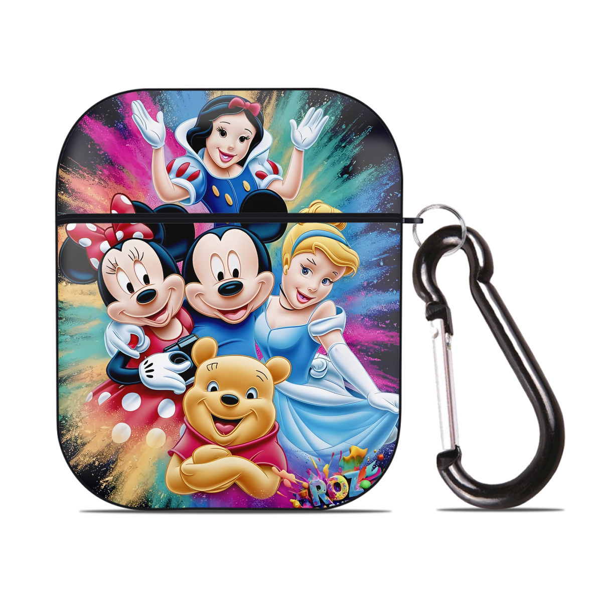 （画像用） ミッキーマウス Mickey Mouse AirPods 第2世代保護ケース ハードシェル ブラック 耐衝撃・防指紋・カラビナ付き