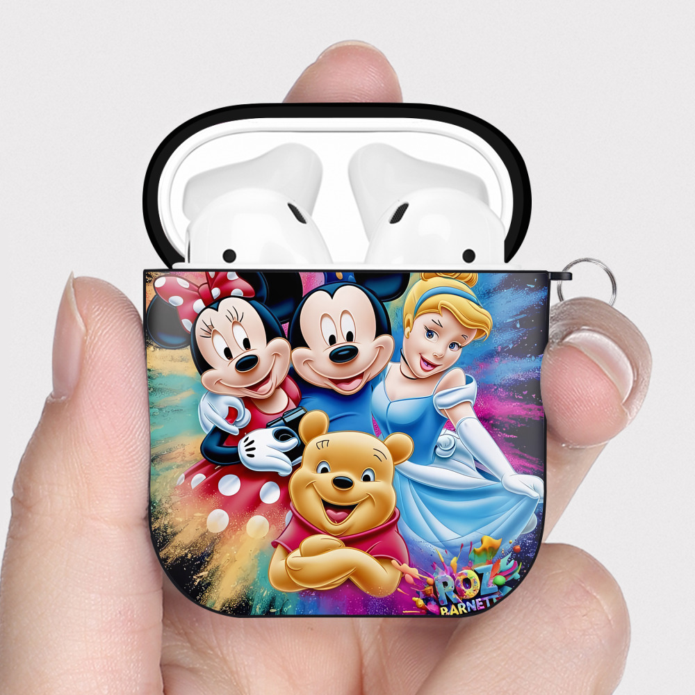 （画像用） ミッキーマウス Mickey Mouse AirPods 第2世代保護ケース ハードシェル ブラック 耐衝撃・防指紋・カラビナ付き