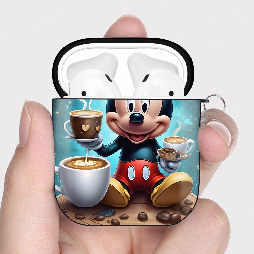 （画像用） ミッキーマウス Mickey Mouse AirPods 第2世代保護ケース ハードシェル ブラック 耐衝撃・防指紋・カラビナ付き