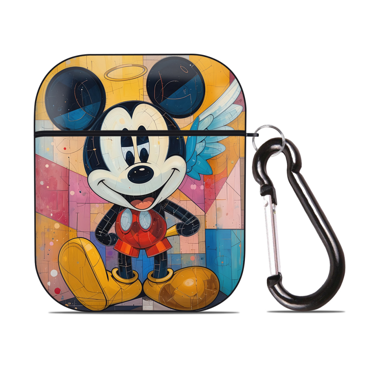 （画像用） ミッキーマウス Mickey Mouse AirPods 第2世代保護ケース ハードシェル ブラック 耐衝撃・防指紋・カラビナ付き