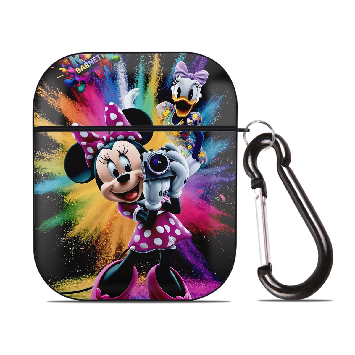（画像用） ミッキーマウス Mickey Mouse AirPods 第2世代保護ケース ハードシェル ブラック 耐衝撃・防指紋・カラビナ付き